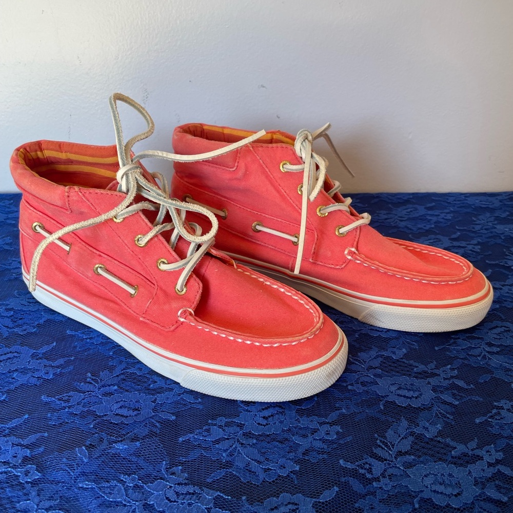 Sperry Women's Coral-Colored High Top Shoes, Size 8.5